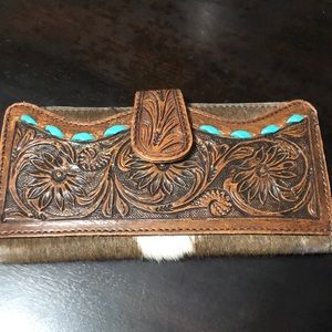 Cowhide and leather wallet